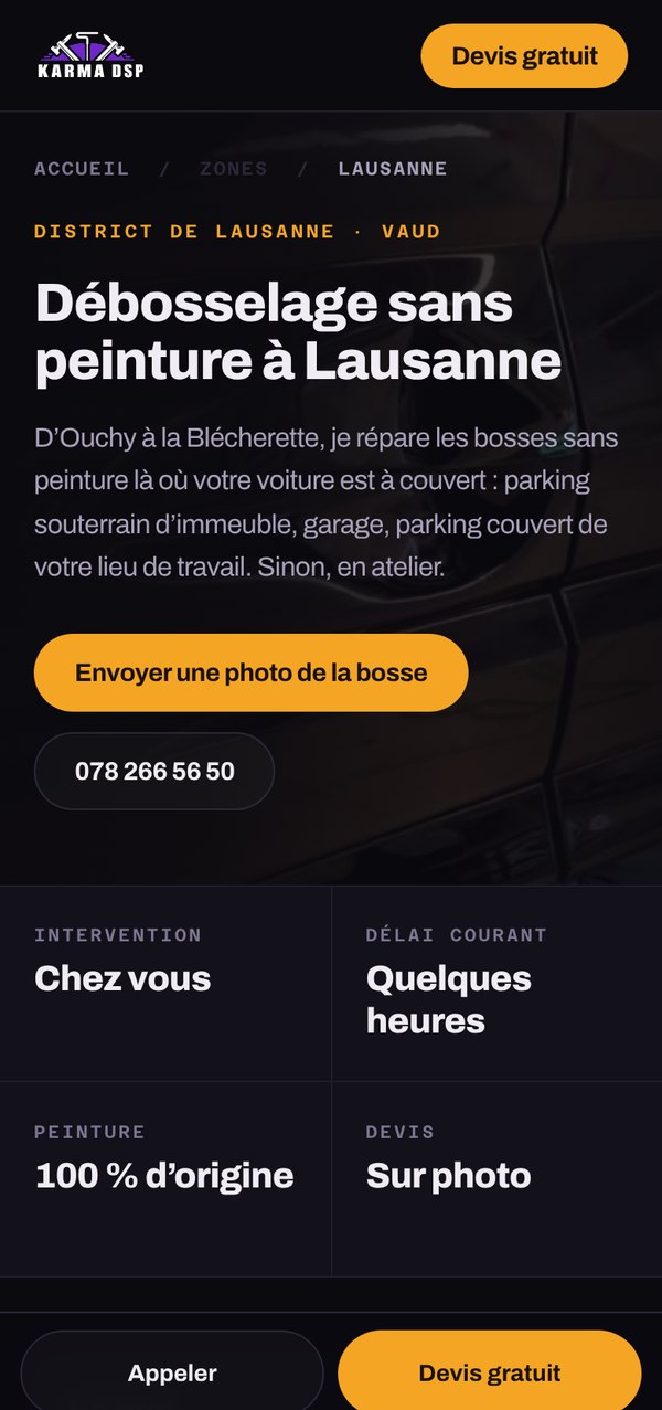 The same town page on a phone, with its 'In brief' summary